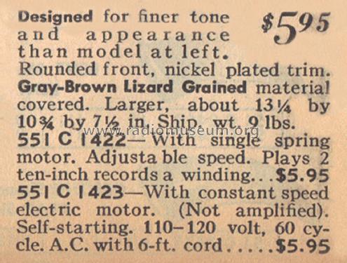 Airline 1423 Order= 551 C 1423 ; Montgomery Ward & Co (ID = 1926269) TalkingM