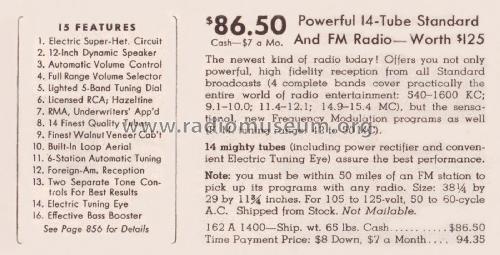 Airline 14BR-1400A Order= 162 C 1400 ; Montgomery Ward & Co (ID = 1952010) Radio