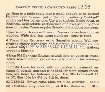 Airline 15BR-1544B Order= 62 C 1544 M ; Montgomery Ward & Co (ID = 2025083) Radio