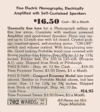 Airline 5491 Order= P462 B 5491 ver.2; Montgomery Ward & Co (ID = 1969126) R-Player