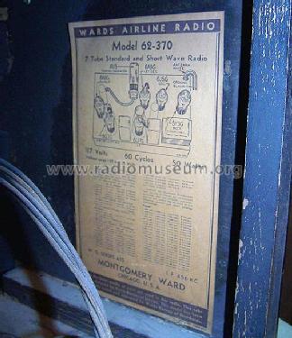 Airline 62-370 Order= P462 A 370; Montgomery Ward & Co (ID = 547663) Radio