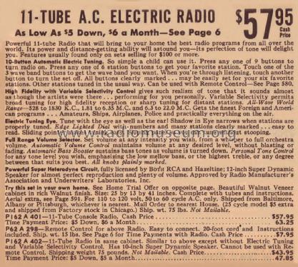 Airline 62-401 Order= P162 A 401 ; Montgomery Ward & Co (ID = 1880537) Radio