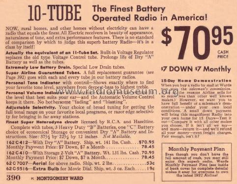 Airline 62-410 'Movie Dial' Order= 162 C 410 ; Montgomery Ward & Co (ID = 1844690) Radio