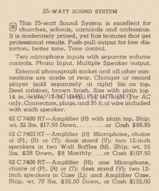 Airline 7400 Amplifier Order= 62C7400RT; Montgomery Ward & Co (ID = 2035736) Verst/Mix