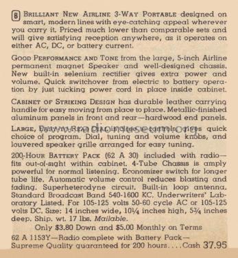 Airline 74BR-1053A Order= 62 A 1153Y; Montgomery Ward & Co (ID = 2015358) Radio