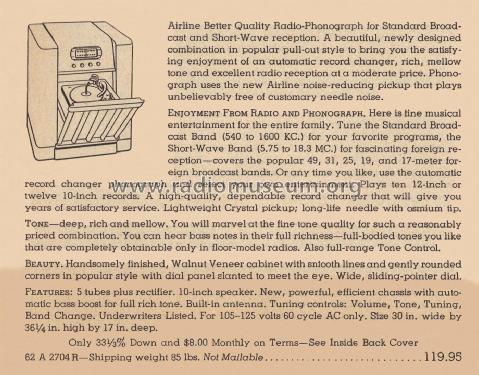 Airline 74WG-2704A Order= 62 A 2704 R; Montgomery Ward & Co (ID = 2009267) Radio