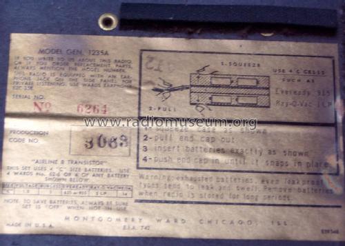 Airline 8 Transistor GEN-1235A; Montgomery Ward & Co (ID = 1638007) Radio