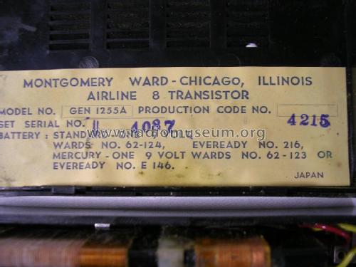 Airline 8 Transistor GEN-1255A ; Montgomery Ward & Co (ID = 2253999) Radio