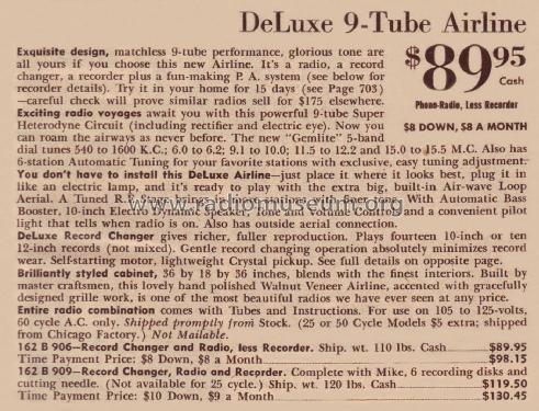 Airline 04BR-909A Order= 162 B 909 ; Montgomery Ward & Co (ID = 1919403) Radio