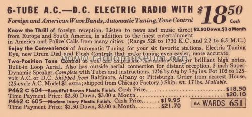 Airline 93WG604A Order= P462 C 604; Montgomery Ward & Co (ID = 1891565) Radio