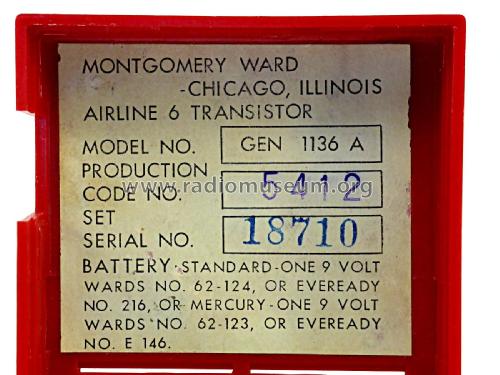 Airline GEN-1136A; Montgomery Ward & Co (ID = 2232341) Radio