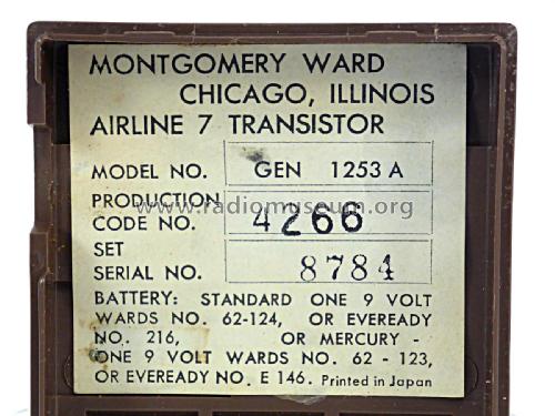 Airline GEN-1253A; Montgomery Ward & Co (ID = 2234291) Radio