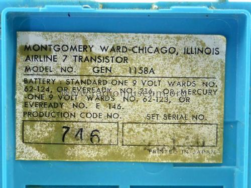 Airline 7 Transistor GEN-1158A ; Montgomery Ward & Co (ID = 2338481) Radio