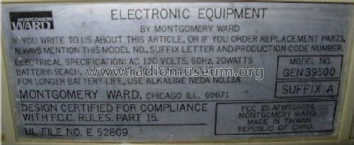 GEN-39500A ; Montgomery Ward & Co (ID = 832431) Radio