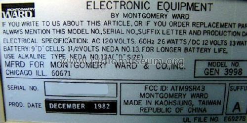 GEN 3998 ; Montgomery Ward & Co (ID = 535695) TV-Radio