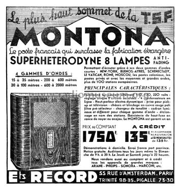 Superhétérodyne 8 lampes S8 ; Montona-Radio; (ID = 2484471) Radio