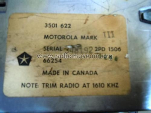 Chrysler Solid State 3501 622; Motorola Canada Ltd. (ID = 2530737) Car Radio