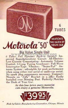 50 ; Motorola Inc. ex (ID = 1704915) Car Radio