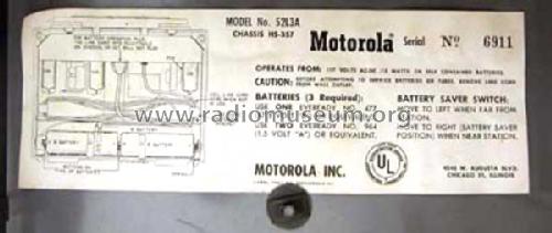 52L3A Ch= HS-357; Motorola Inc. ex (ID = 804535) Radio