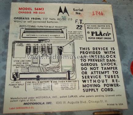 56M3 Ch= HS-535; Motorola Inc. ex (ID = 2672777) Radio