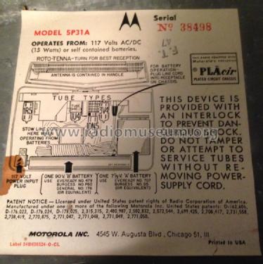 5P31A Ch= HS-559; Motorola Inc. ex (ID = 1416220) Radio