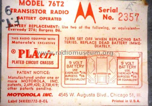 76T2 Ch= HS-507; Motorola Inc. ex (ID = 2410443) Radio