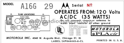 A16G Ch= HS-744; Motorola Inc. ex (ID = 2908636) Radio