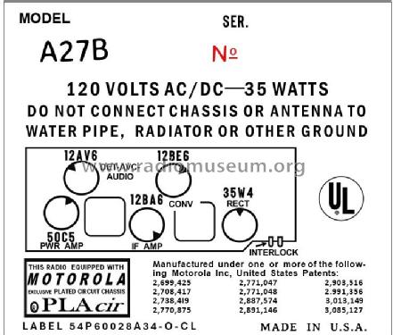 A27B ; Motorola Inc. ex (ID = 2979372) Radio