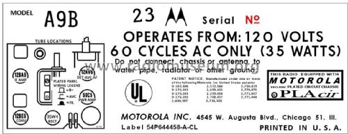 A9B Ch= HS-809; Motorola Inc. ex (ID = 2892308) Radio