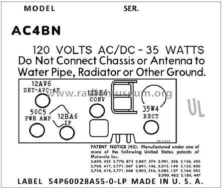 AC4BN Ch= HS-67201; Motorola Inc. ex (ID = 3003752) Radio
