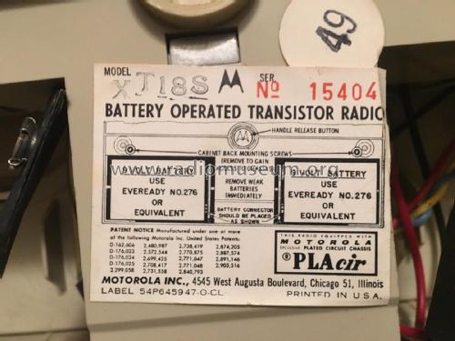 All Transistor XT18S Ch= HS-802; Motorola Inc. ex (ID = 2235598) Radio