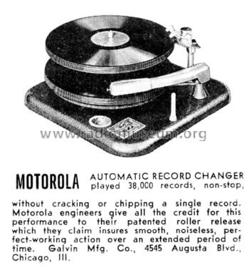 Automatic Record Changer ; Motorola Inc. ex (ID = 1103125) R-Player