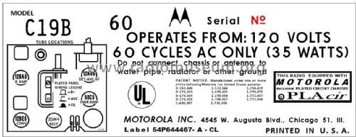 C19B Ch= HS-938; Motorola Inc. ex (ID = 2928910) Radio