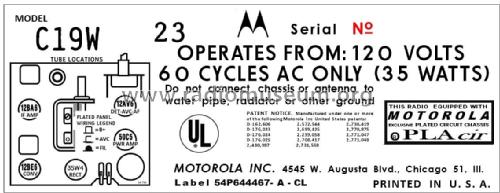 C19W Ch= HS-938; Motorola Inc. ex (ID = 2928912) Radio