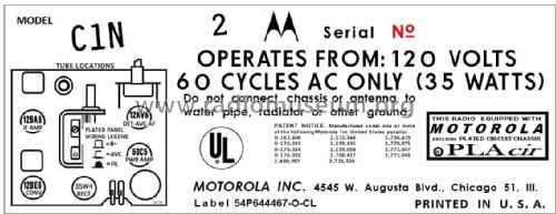 C1N Ch= HS-749; Motorola Inc. ex (ID = 2892314) Radio