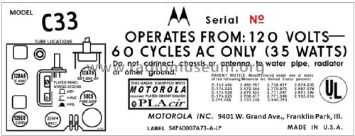 C33 series ; Motorola Inc. ex (ID = 2986178) Radio