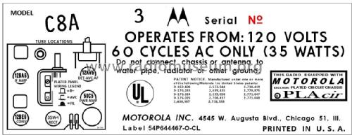 C8A Ch= HS-749; Motorola Inc. ex (ID = 2892886) Radio