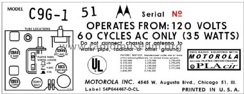 C9G-1 Ch= HS-750; Motorola Inc. ex (ID = 2892891) Radio