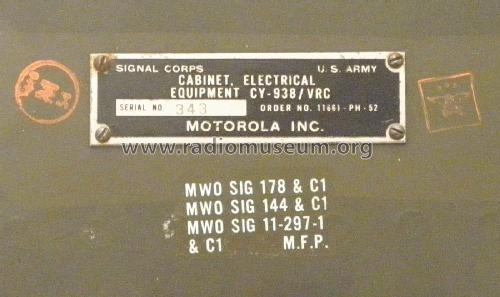 Cabinet, Electrical Equipment CY-938/VRC; Motorola Inc. ex (ID = 1931161) Militar