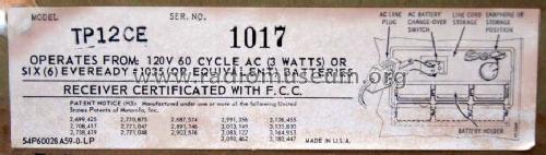 TP12CE Ch= HS-66209; Motorola Inc. ex (ID = 1425284) Radio