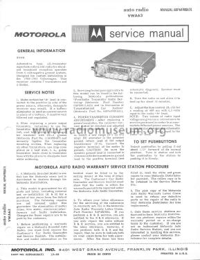 VWA63 ; Motorola Inc. ex (ID = 2836096) Car Radio