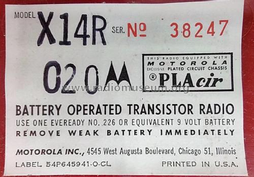 X14R Ch= HS-795; Motorola Inc. ex (ID = 2762963) Radio