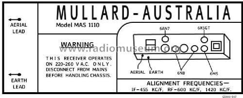 MAS1110; Mullard Radio (ID = 2779962) Radio