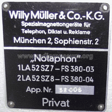 Tonaufzeichnungsgerät Notaphon ; Müller, Willy: (ID = 2214711) R-Player