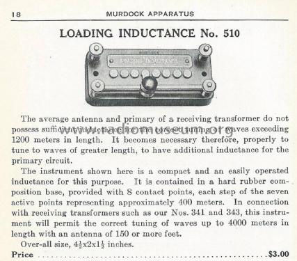 Loading Inductance No.510; Murdock, WM.J. Co.; (ID = 1978708) Radio part