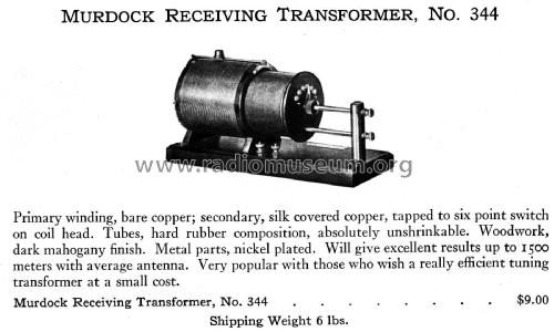 Loose Coupled Receiving Transformer No. 344; Murdock, WM.J. Co.; (ID = 2430739) mod-pre26