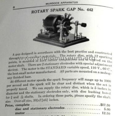 Rotary Spark Gap No. 442; Murdock, WM.J. Co.; (ID = 1562009) Amateur-D