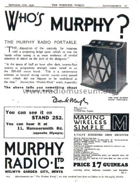 4-Valve Screen Grid Portable B4 First cabinet design; Murphy Radio Ltd.; (ID = 2733376) Radio