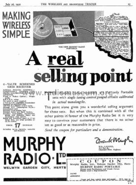 4-Valve Screen Grid Portable B4 First cabinet design; Murphy Radio Ltd.; (ID = 2734732) Radio