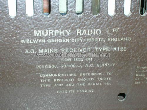A122; Murphy Radio Ltd.; (ID = 1472669) Radio